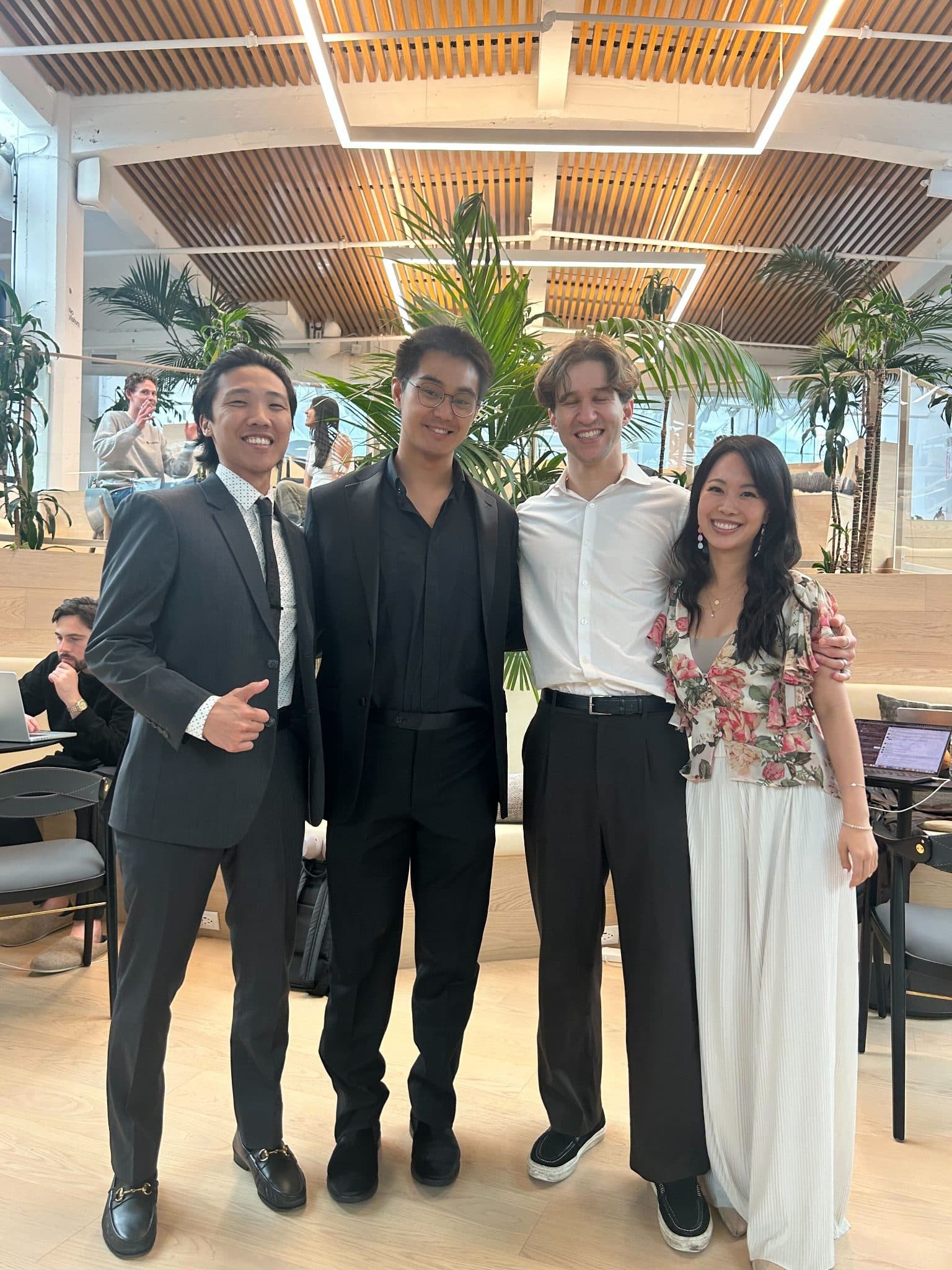 Nick, Mary and teammates dressed up for Formal Friday