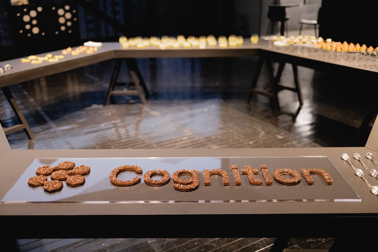 Cognition logo made of chocolate at the MASP launch event